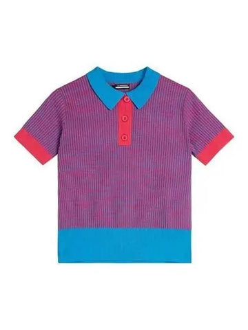 Women s Golf Vega O175 Collar Short Sleeve Knit Multi AWKW08425 - J.LINDEBERG - BALAAN 1