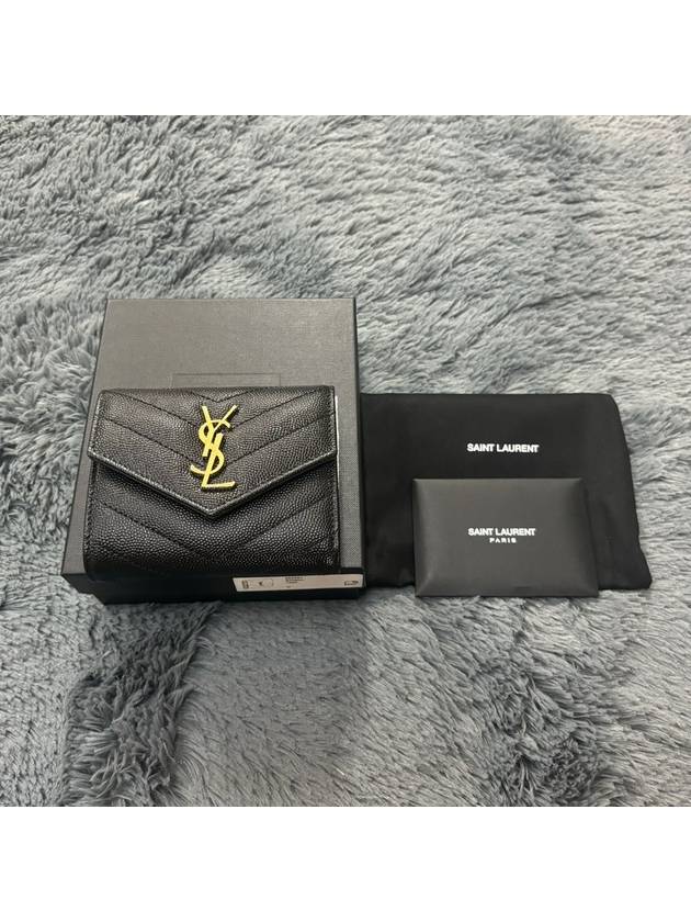 Monogram Cassandra Matelasse Half Wallet Black - SAINT LAURENT - BALAAN 5