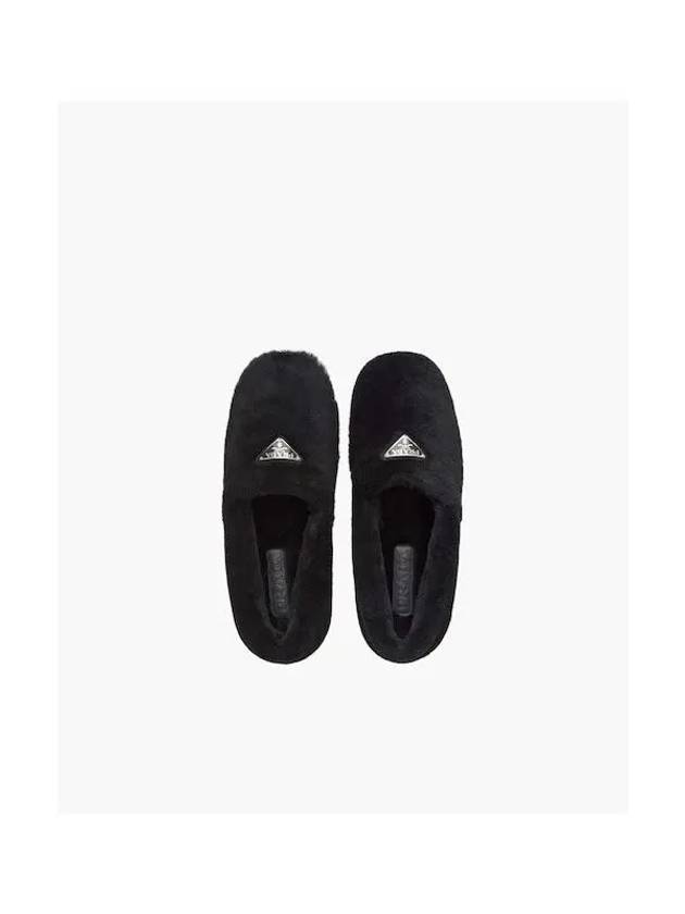 Triangle Logo Sabot Rampel Fur Slip-Ons Black - PRADA - BALAAN 5