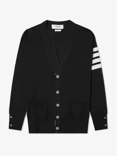 Men's Sustainable Classic Diagonal Wool Cardigan Black - THOM BROWNE - BALAAN 2