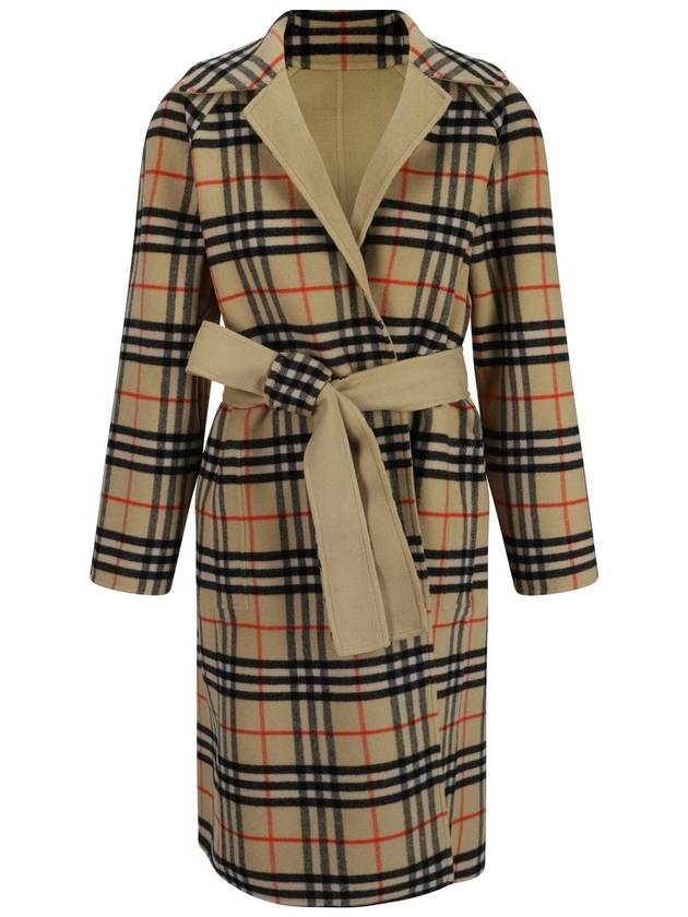 Check Reversible Tunbridge Wrap Wool Single Coat Flax - BURBERRY - BALAAN 3