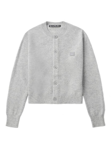 Face Logo Wool Cardigan Gray Women s - ACNE STUDIOS - BALAAN 1