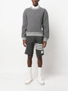 Logo Patch Striped Wool Fleece Crewneck Knit Top Grey - THOM BROWNE - BALAAN 4