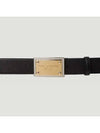 Dolce & Gabbana logo plaque punch hole grained leather buckle belt - DOLCE&GABBANA - BALAAN 1