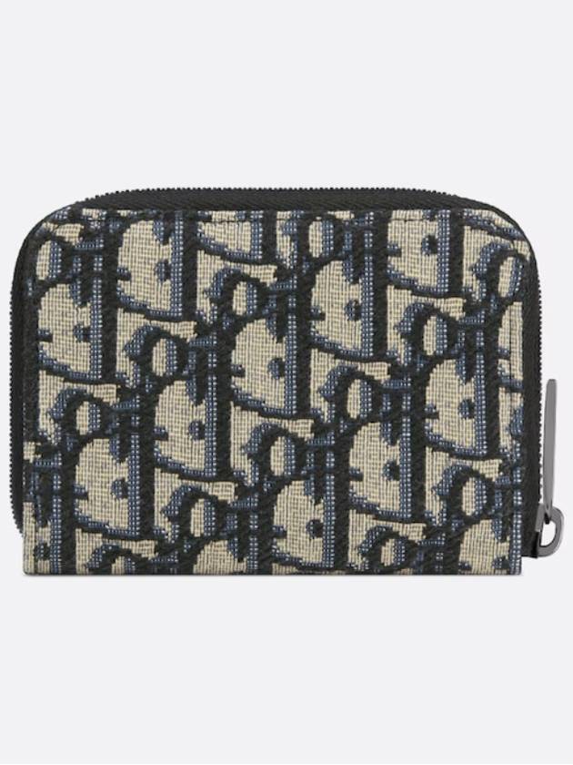 Zipper Jacquard Card Wallet Black Beige - DIOR - BALAAN 3