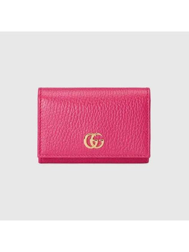 GG Marmont Leather Card Wallet Fuchsia - GUCCI - BALAAN 1