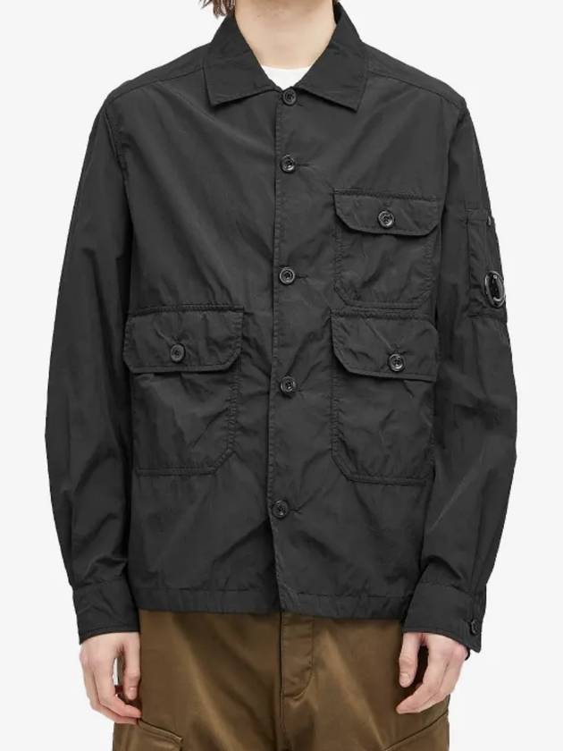 Chrome R Full Button Over Long Sleeve Shirt Black - CP COMPANY - BALAAN 3