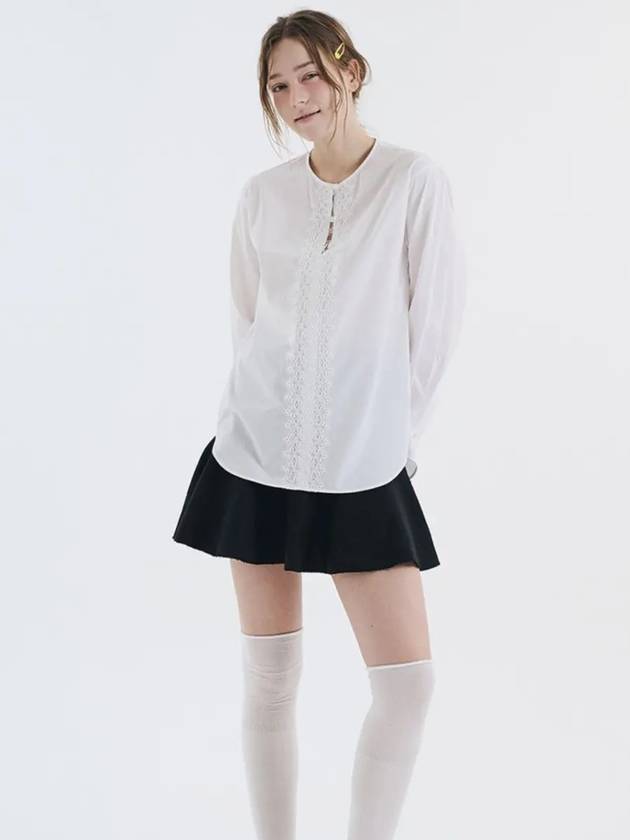 Lace round neck shirt white 0101 - VOYONN - BALAAN 8