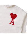 Heart Logo Knit Turtleneck White - AMI - BALAAN 7