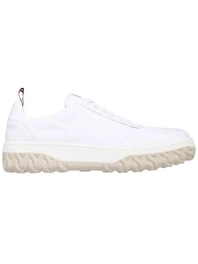 Frayed Canvas Cable Knit Sole Field Shoes White - THOM BROWNE - BALAAN 3