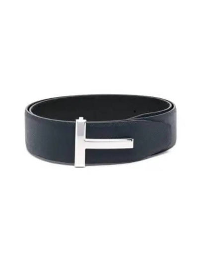 Men's T Logo Reversible Leather Belt Navy - TOM FORD - BALAAN 2