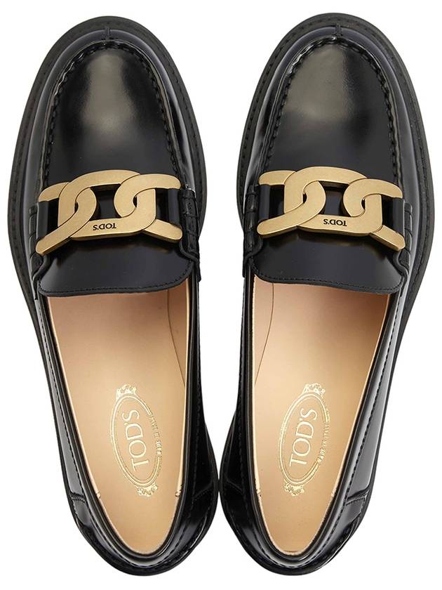 Brushed Leather Chain Loafers Black - TOD'S - BALAAN 3