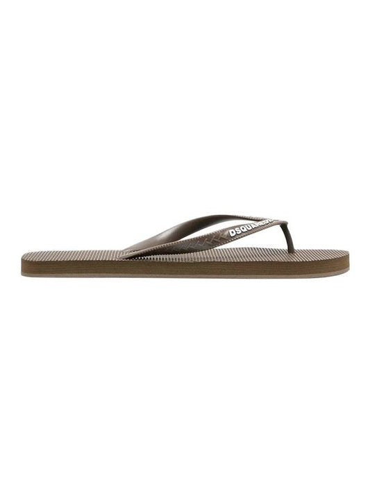 Logo Flip Flop Brown - DSQUARED2 - BALAAN.