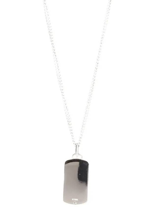 Tag Pendant Stainless Steel Necklace Silver - DIESEL - BALAAN 4