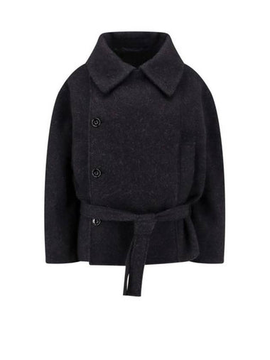 Short Asymmetrical Bathrobe Double Coat Black - LEMAIRE - BALAAN 1