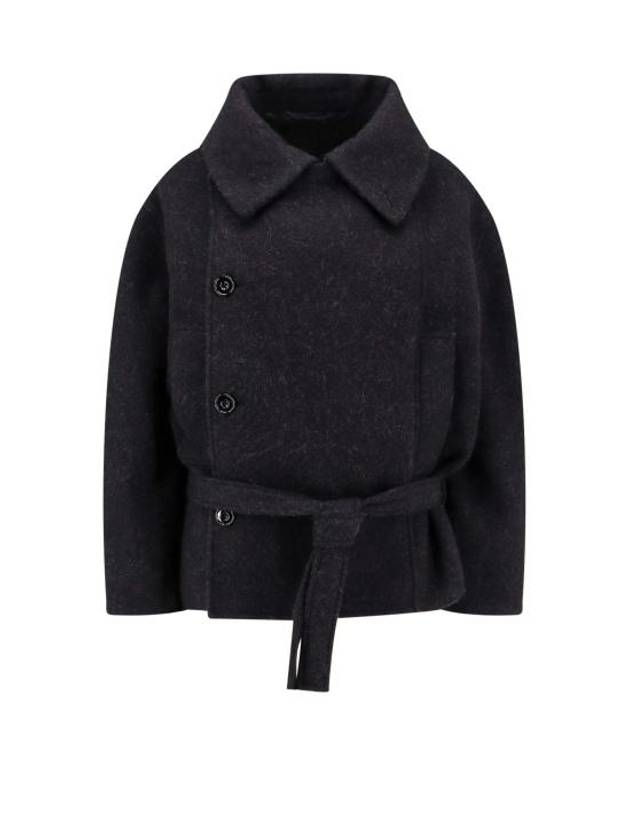 Short Asymmetrical Bathrobe Double Coat Black - LEMAIRE - BALAAN 1