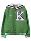 Men's Sailor Varsity Wool Jacket Green - KENZO - BALAAN 2