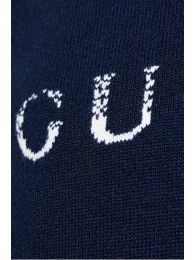 Intarsia Wool Sweater Dark Blue - GUCCI - BALAAN 6