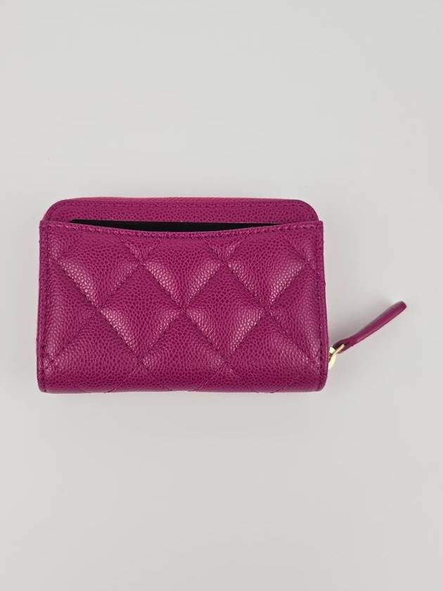 Classic Grained Shiny Calfskin Zipped Coin Purse Pink - CHANEL - BALAAN 5