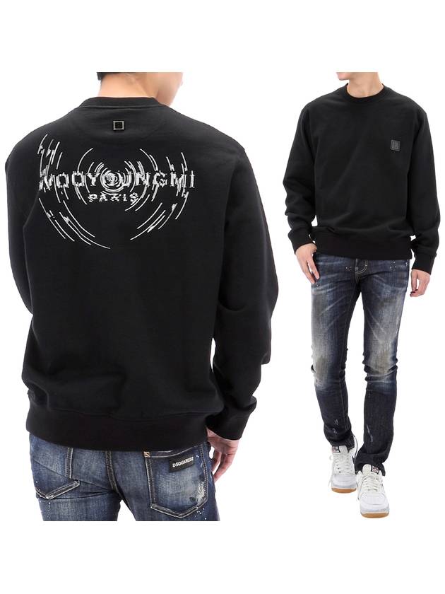 Overfit Wave Graphic Back Logo Sweatshirt Black - WOOYOUNGMI - BALAAN 2