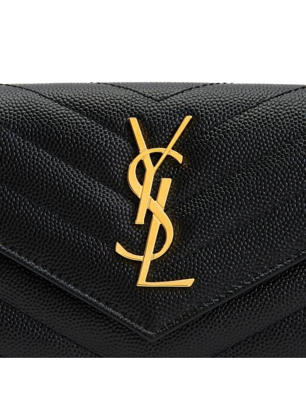 Matelasse Monogram Quilting Flap Half Wallet Black - SAINT LAURENT - BALAAN 7