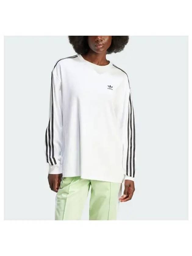 3 Stripes Stretch Cotton Long Sleeve T-Shirt White - ADIDAS - BALAAN 2