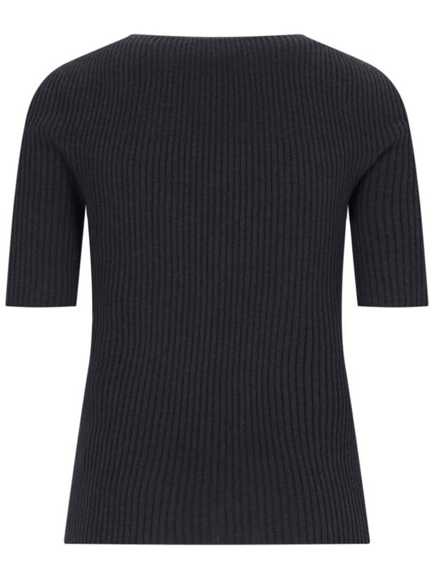 Solar logo patch ribbed knit top black - COURREGES - BALAAN 3