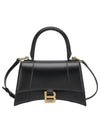 Hourglass Small Tote Bag in Shiny Box Calfskin Black - BALENCIAGA - BALAAN 2