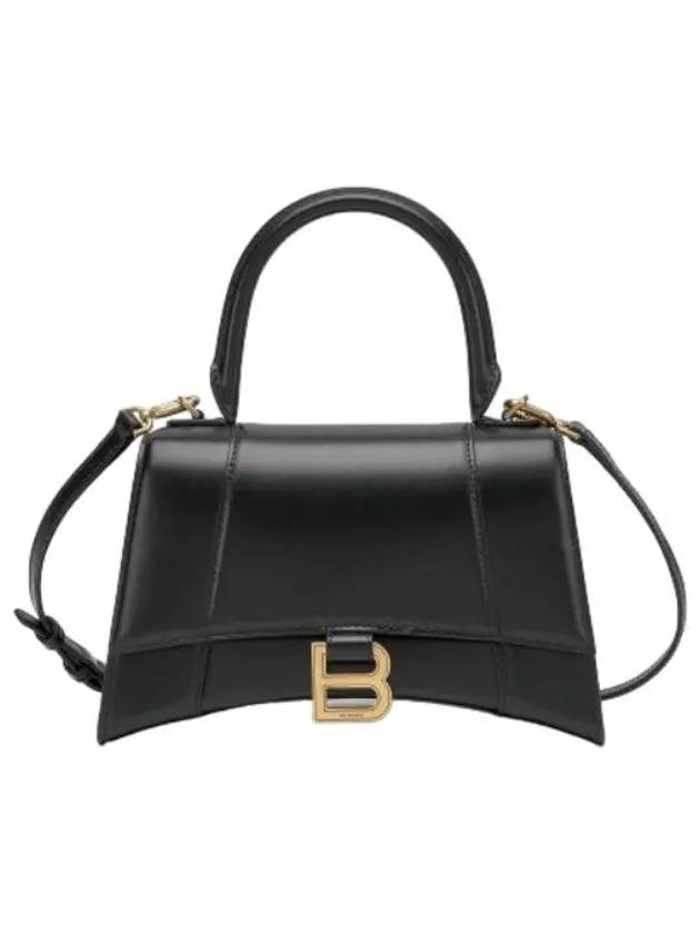 Hourglass Small Tote Bag in Shiny Box Calfskin Black - BALENCIAGA - BALAAN 2