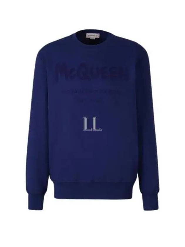 Graffiti Logo Sweatshirt Blue - ALEXANDER MCQUEEN - BALAAN 2