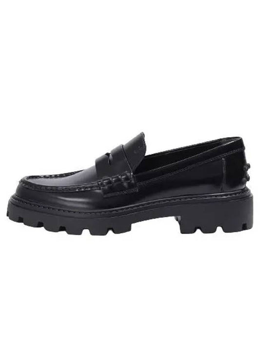 Leather Penny Loafer Heels Black - TOD'S - BALAAN 2