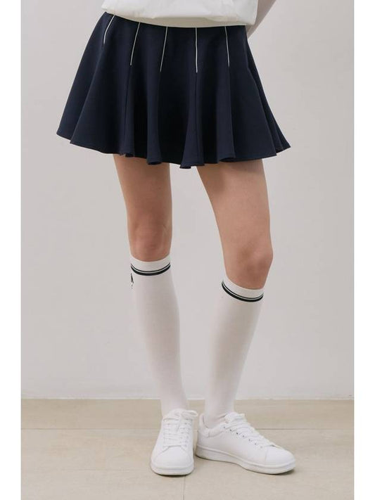 Heart logo line flare skirt navy - GOXO - BALAAN 1