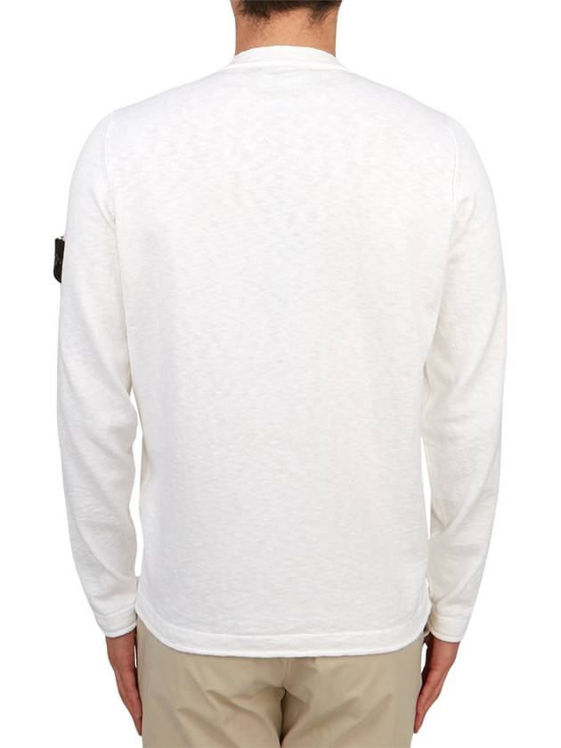 Compass Badge Ribbed Cotton Knit Top White - STONE ISLAND - BALAAN 4