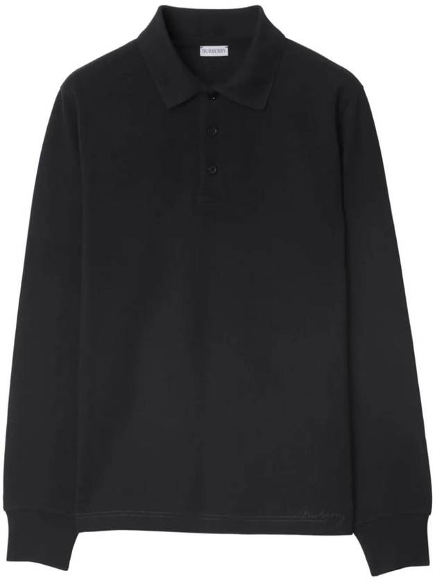 Wool Long Sleeve Polo Shirt Black - BURBERRY - BALAAN 1