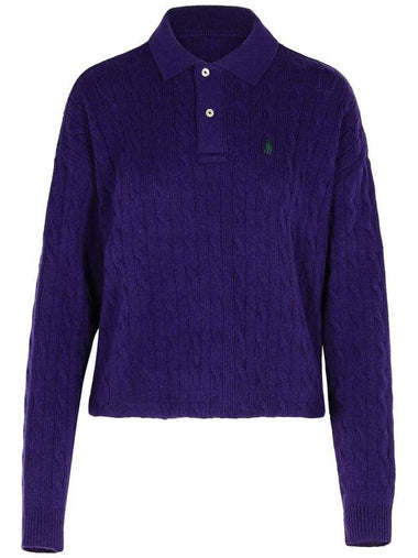 Polo Ralph Lauren Purple Cashmere Blend Polo Shirt - POLO RALPH LAUREN - BALAAN 1