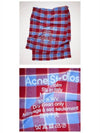 Acne CA0103 CNP Check Logo Wool Muffler Cherry Red Sky Blue Scarf TJ - ACNE STUDIOS - BALAAN 4