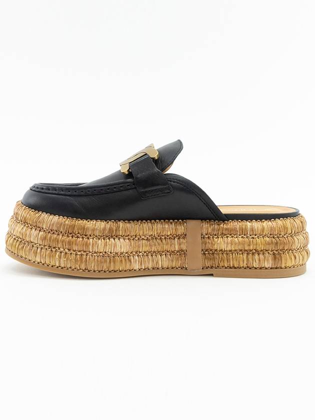 Kate Logo Leather Raffia Bloafer Black - TOD'S - BALAAN 5