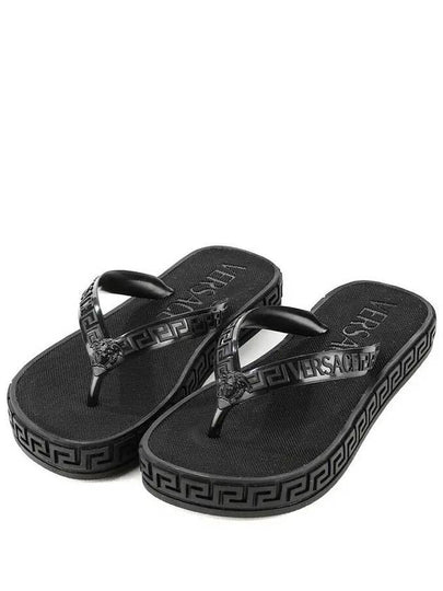 Greca Rubber Flip Flops Black - VERSACE - BALAAN 2