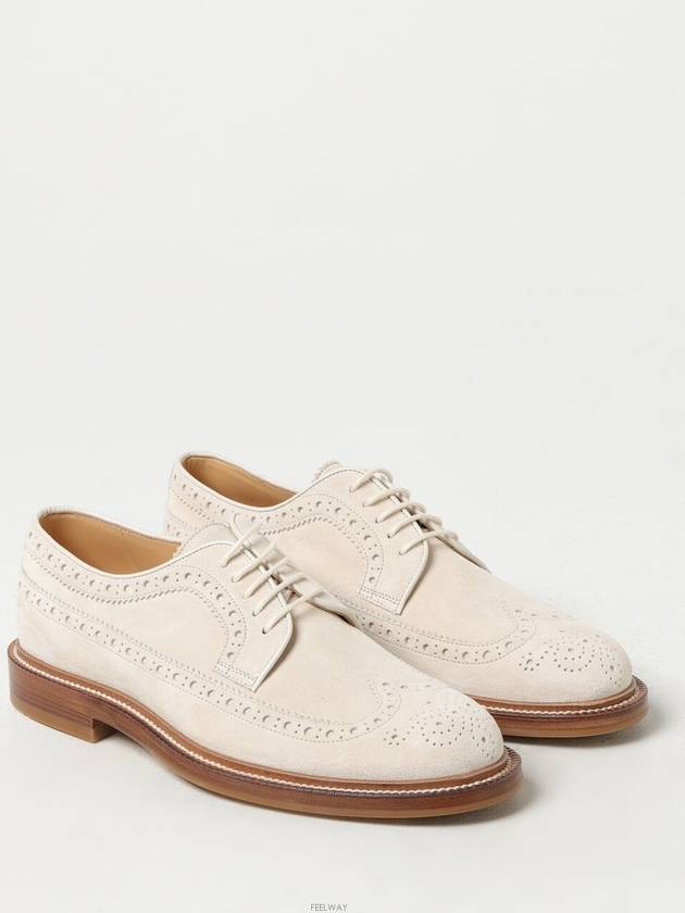 Perforated-Embellished Lace-Up Derby Beige - BRUNELLO CUCINELLI - BALAAN 2