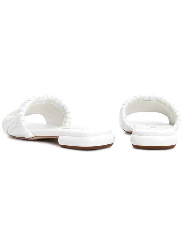 Women's Logo Leather Slippers White - MIU MIU - BALAAN.