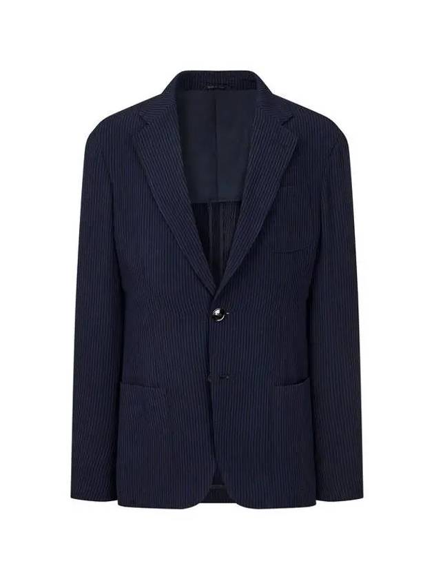 Men s seersucker striped single jacket navy - GIORGIO ARMANI - BALAAN 1