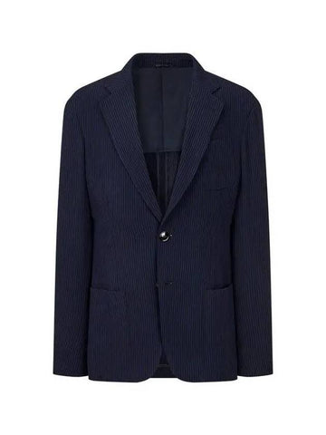 Men s seersucker striped single jacket navy - GIORGIO ARMANI - BALAAN 1