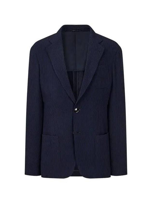 Men s seersucker striped single jacket navy - GIORGIO ARMANI - BALAAN 1