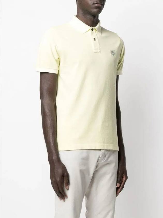 Logo Patch Washing Polo Shirt Yellow - STONE ISLAND - BALAAN 4