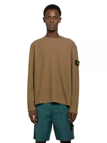 Men's Wappen Patch Crewneck Knit Sweatshirt Dark Beige - STONE ISLAND - BALAAN 2