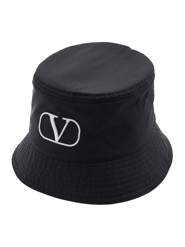 Signature V Logo Bucket Hat Black - VALENTINO - BALAAN 2