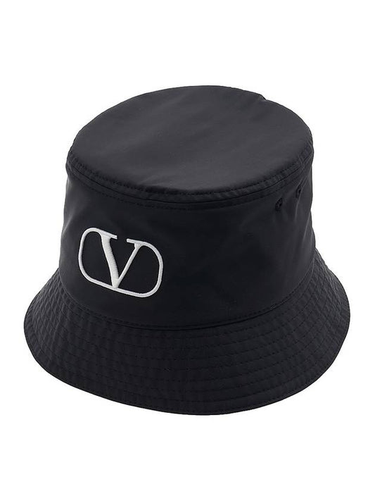 Signature V Logo Bucket Hat Black - VALENTINO - BALAAN 1