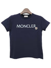 Kids Logo Embroidered Short Sleeve T Shirt 12Y 14Y Navy 8C00005 83907 778 - MONCLER - BALAAN 1