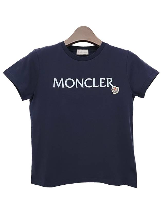 Kids Logo Embroidered Short Sleeve T Shirt 12Y 14Y Navy 8C00005 83907 778 - MONCLER - BALAAN 1