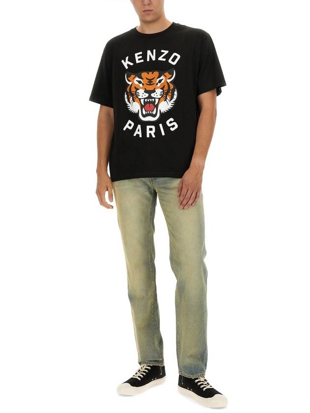 Lucky Tiger Short Sleeve T-Shirt Black - KENZO - BALAAN 3